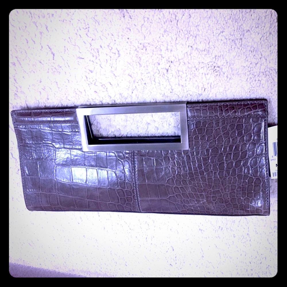 NWT!! Taupe leather clutch